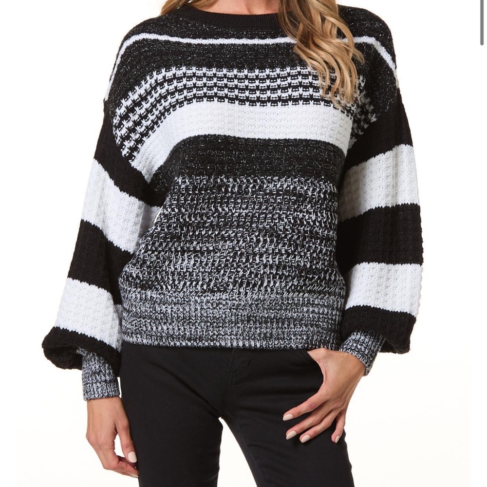 Express Black and White Open Stitch Sweater - Size Large